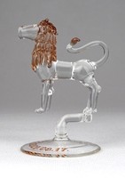 1E710 Kisméretű fújt üveg állat oroszlán 7.5 cm