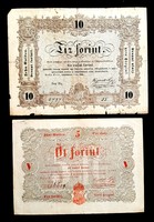 5 forint és 10 forint 1848 Kossuth bankó 2db