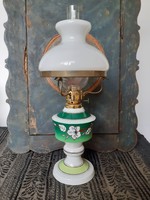 Hibátlan, vitrin állapotú, Wallendorf porcelán lámpa, petróleumlámpa, kézzel festett, 1 Ft-ról