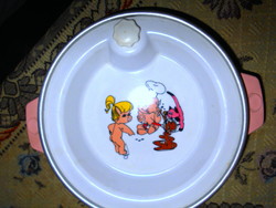 Chicco Jelzett  melegentartó zománc tányér lassan evő  babáknak