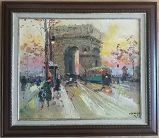 Life at the Arch of Triumph - oil on canvas 50x60 cm