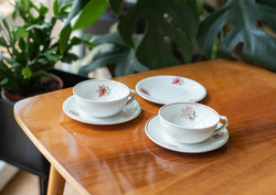 Zománcos kávéscsésze pár - mokkás csészék - vintage fém konyhai dekor, tábori bögre