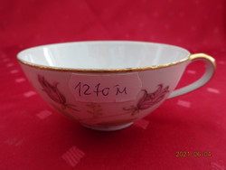 Csehszlovák porcelán teáscsésze rózsa mintával, átmérője 9 cm. Vanneki!