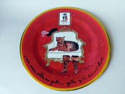Guliano Della Casa Csizmás Kandúr fém tányér Bistefani 2012