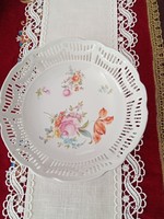 Gyűjtői  XIX.sz-i német vagy cseh  "gesetzlich geschützt"  jelzéssel sérült  rózsás porcelán tál