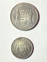 5 pengő 1930 - ezüst és 2 pengő 1933 - ezüst