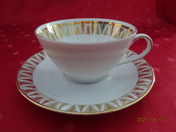 Bavaria német porcelán, arany szegélyes teáscsésze + alátét. Vanneki!