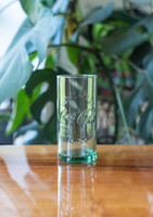 Coca cola pohár - zöld színezett üveg kólás üdítős pohár, repi ajándéktárgy