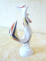 Hollóházi porcelán, kézzel festett figura, art deco kakas, magassága 14 cm.