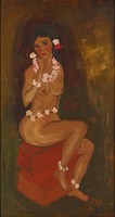 1E920 Király Zsuzsa : Tahiti női akt virágkoszorúval