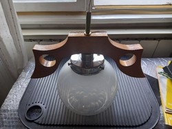 Retro iparművész plafon lámpa, fújt opál burával / Midcentury design