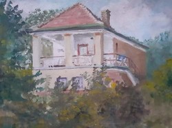 Villa a zöldben, olaj-vászon