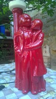 Ritka, egyedi db. ! Retro kerámia asztali lámpa-galabvér szín, Iparművészeti m 41 cm