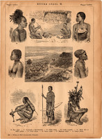 Afrika népei II., egyszín nyomat 1885, Magyar Lexikon, bari, néger, dinka, umiro, magungo, lango