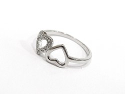Dupla szív ezüst gyűrű (KECS-Ag95204)