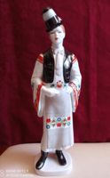 Hollóháza hand-painted man in Matyó folk costume, 30 cm tall
