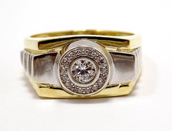 Yellow and white gold stone sealing ring (zal-au99402)