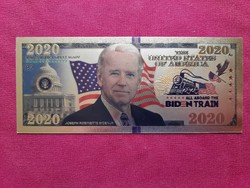 Új - színes+aranyozott, plasztik Joe Biden fantázia bankjegyhez hasonló ajándék  II.