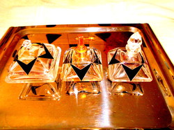 3 db-os Art deco lapra csiszolt cseh üveg fürdőszobai szett - masszív szép  darabok