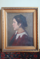 PALCSÓ DEZSŐ: Női portré (szép kerettel olaj-vászon 47x56) nagybánya, Ferenczy Károly tanítványa