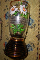 Large glass in a glass with enamel stained glass with alpine birch pattern
