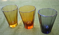 Antik art-deco Moser csiszolt színes üveg pohár 3 db.