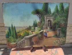Dél-Olaszorszàg, Mediterrán kastély park, festmény,Nàpoly ,Róma hàttér,viràgok, ITALIA