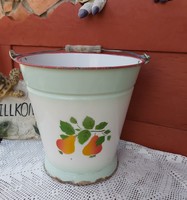 Beautiful Bonyhád enamel pear bucket, pail, nostalgia, collector's piece, rustic decoration