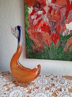 Üveg hattyú  Pompázik a színekben. Muránói? Magassága 24 cm.