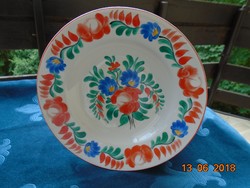 Hand-painted porcelain wall plate with a rich floral pattern