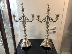 Pair of three-pronged silver candelabra - e32