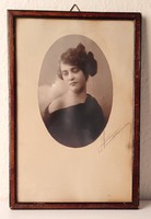 Art Deco női portré jelzett fotó, keretben
