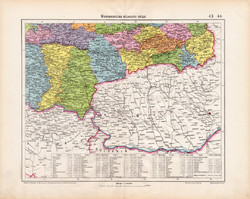 Magyarország délkeleti része térkép 1906, magyar atlasz, eredeti, Temes, Krassó - Szörény, Torontál