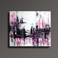 Pink Black Abstract - 60x50 cm