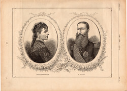 II. Lipót és Marie Henriette, egyszín nyomat 1881, magyar, képes lap, újság, Ország - Világ, Belgium