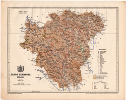 Sáros vármegye térkép 1899, Magyarország atlasz (a), Gönczy Pál, 24 x 30 cm, megye, Posner Károly