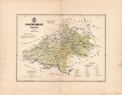 Csanád megye térkép 1889 (5), Magyarország, vármegye, atlasz, eredeti, Kogutowicz, 44 x 57 cm, Makó