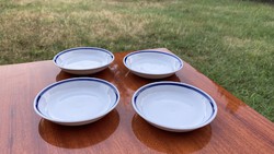 Zsolnay vitrin 4 db kis tálka tányér kék csíkkal