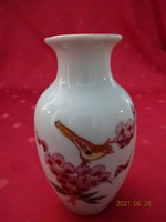 Kínai porcelán váza, kismadárral az oldalán, magassága 10 cm. Vanneki!