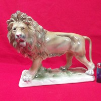 Alt Német,Germany Sitzendorf Nagyméretű Oroszlán Porcelán Figura.34 cm.