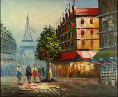 1D959 XX. századi festő : Párizsi utca Eiffel toronnyal