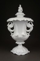 1D648 Hófehér nagyméretű griffmadaras Herendi porcelán díszváza 35 cm