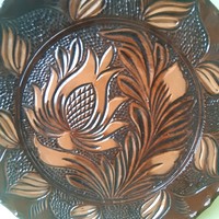 Korondi barna tányér, dísztányér (nagy!)