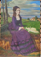 Lila ruhás nő! Festmény ! Szinyei Merse Pál híres festményének feldolgozása!Jó színekkel,