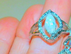 Opal shiny white gold filled ring 8.5