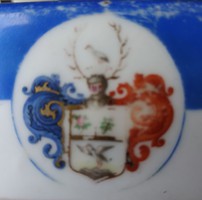 Régi nemesi családi címeres hatalmas porcelán tál