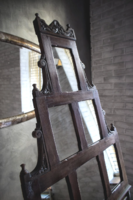 Faragott antik vintage loft stílusú tükör, dekoratív, különleges fotótartóból készült