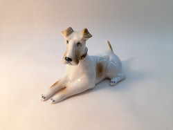 Zsolnay porcelán foxterrier kutya figura