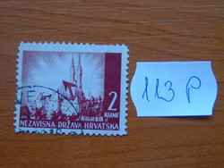 HORVÁTORSZÁG 2 KUNE 1941 -1942 Tájak ZAGREB 113P