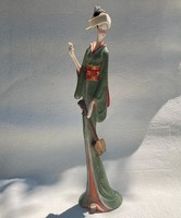 Japán Kínai Gésa élethű szobor art deco dizájn,  Kína Japán Ázsia 'Gleneagles Studio" Kézzel festett